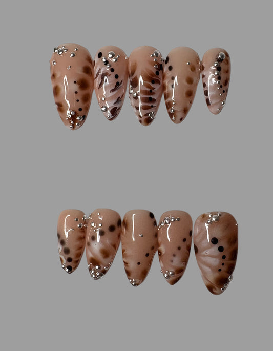 Chocolate  Marble - Customisable Press on Nails